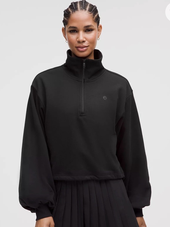 lululemon athletica Tops - lululemon athletica Women's Black Half-Zip Cropped Pullover